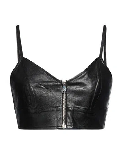 Gaelle Paris Gaëlle Paris Woman Top Black Size 10 Polyurethane, Viscose