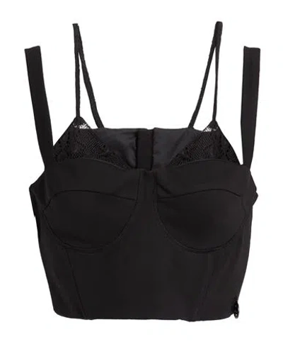 Gaelle Paris Gaëlle Paris Woman Top Black Size 10 Viscose, Polyamide, Elastane, Polyester In Multi