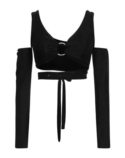 Gaelle Paris Gaëlle Paris Woman Top Black Size 4 Polyamide, Metallic Fiber, Elastane