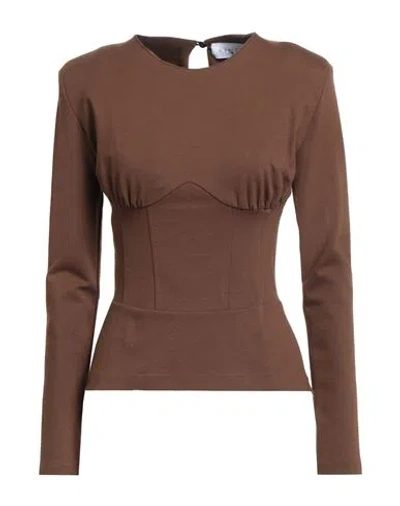 Gaelle Paris Gaëlle Paris Woman Top Brown Size 4 Viscose, Polyamide, Elastane