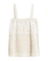 Gaelle Paris Gaëlle Paris Woman Top Ivory Size 1 Acrylic, Cotton, Metallic Fiber In White