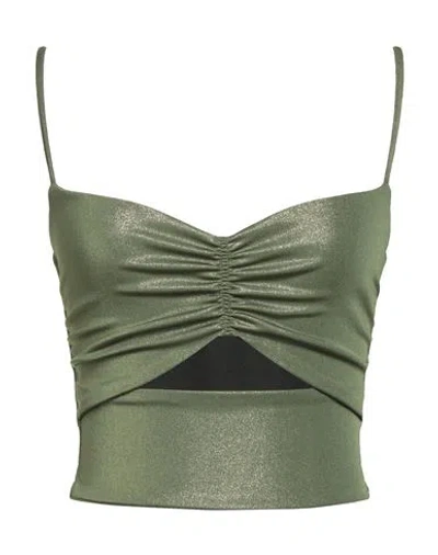 Gaelle Paris Gaëlle Paris Woman Top Military Green Size 10 Polyester, Elastane