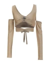 Gaelle Paris Gaëlle Paris Woman Top Sand Size 6 Polyamide, Metallic Fiber, Elastane In Brown