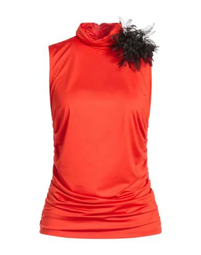 Gaelle Paris Gaëlle Paris Woman Top Tomato Red Size 2 Polyester, Elastane