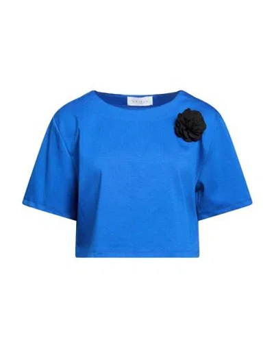 Gaelle Paris Gaëlle Paris Woman T-shirt Bright Blue Size 3 Polyester, Viscose, Elastane