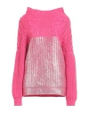 Gaelle Paris Gaëlle Paris Woman Turtleneck Fuchsia Size 3 Acrylic, Polyester In Pink