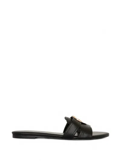 Gaelle Paris Logo-plaque Sandals In Black