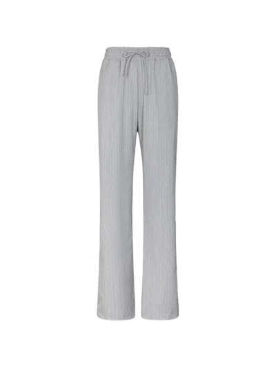 Gaelle Paris Pinstriped Drawstring-waist Trousers In Gray