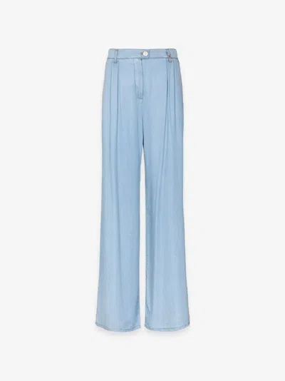 Gaelle Paris Pleated Wide-leg Jeans In Blue