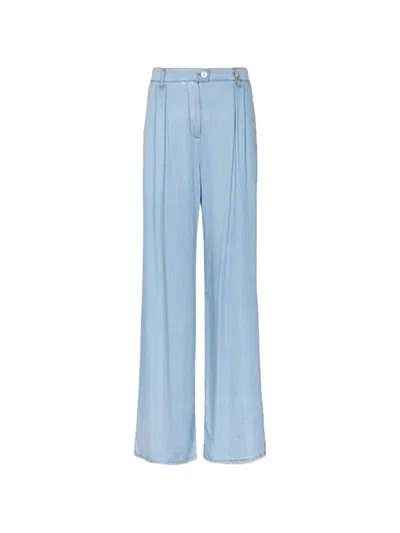 Gaelle Paris Pleated Wide-leg Jeans In Blue