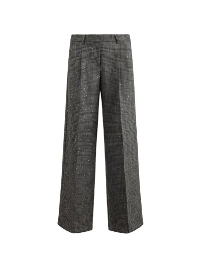 Gaelle Paris Sequin-embellished Pleated Trousers In Gray