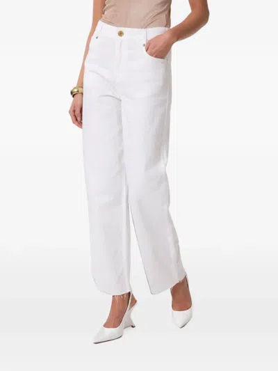 Gaelle Paris Strass-embellished Raw-cut Jeans In White