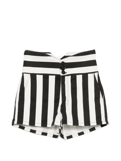 Gaelle Paris Striped High-waisted Shorts In Black