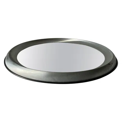 Pre-owned Gaetano Missaglia Round Metal Frame Wall Mirror By , 1970, Italy In Gray