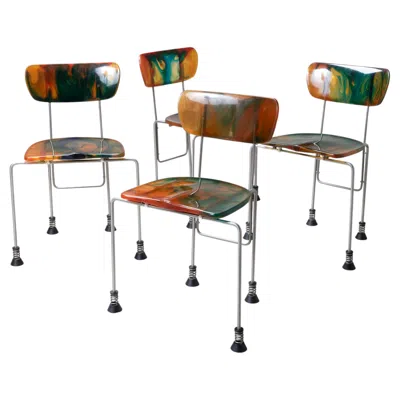 Pre-owned Gaetano Pesce Bernini Broadway Chairs, Set Of 4 In Brown