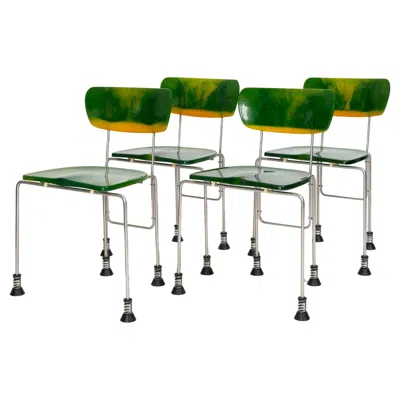 Pre-owned Gaetano Pesce Broadway Chairs 543 Made In Italy By Bernini 1993 Green