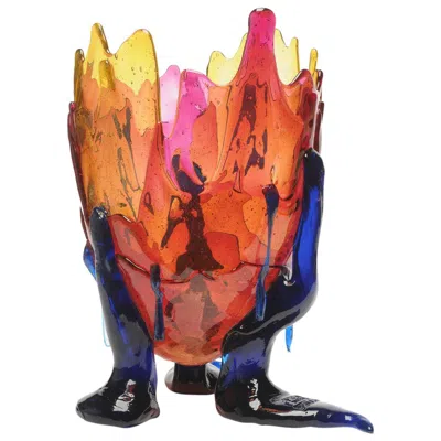 Pre-owned Gaetano Pesce Clear Special Vase L Resin Amber Fuchsia Blue