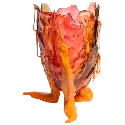 Pre-owned Gaetano Pesce Clear Special Vase L Resin Brown Fuchsia Pink Yellow