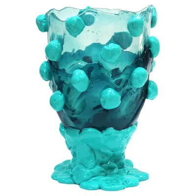 Pre-owned Gaetano Pesce Contemporary Blue And Clear Resin Vase From The Fish Collection By
