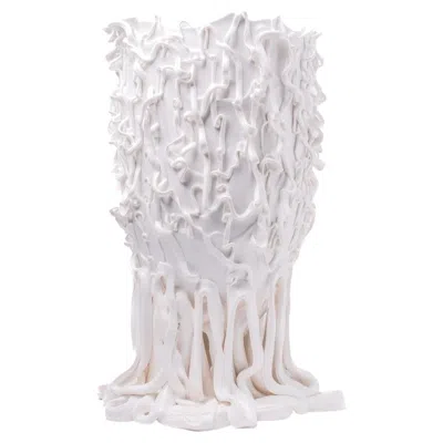Pre-owned Gaetano Pesce Contemporary Fish Design  Medusa Xl Vase Soft Resin White