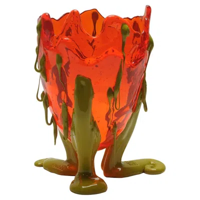 Pre-owned Gaetano Pesce Contemporary  Clear Special L Vase Resin Orange Green