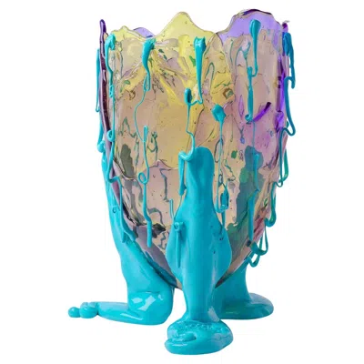 Pre-owned Gaetano Pesce Contemporary  Clear Special Vase L Resin Yellow, Lilac, Turquoise In Green