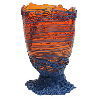 Pre-owned Gaetano Pesce Contemporary  Spaghetti L Vase Soft Resin Orange Dark Lavender In Purple