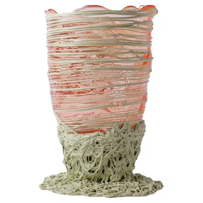 Pre-owned Gaetano Pesce Contemporary  Spaghetti Vase L Resin Light Ruby Olive Green