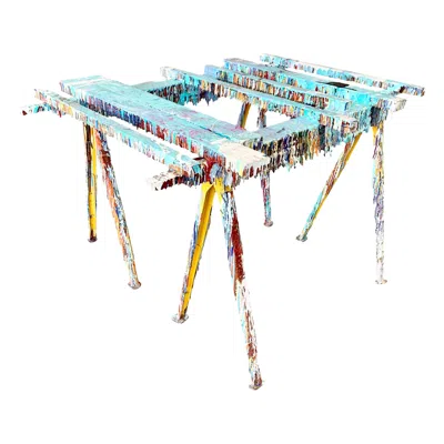 Pre-owned Gaetano Pesce Drip Paint Saw Horse Table In The Style Of  In Brown