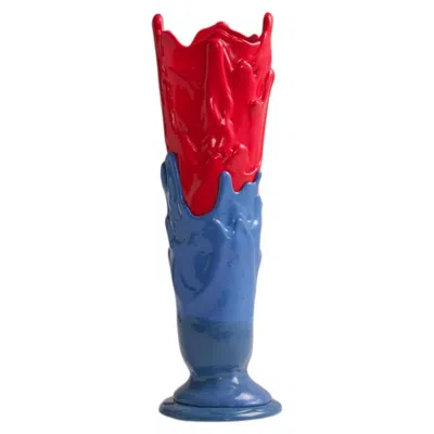 Pre-owned Gaetano Pesce Edizioni Del Pesce Meritalia Tall Vase By  Limited Edition Blue/red In Clear