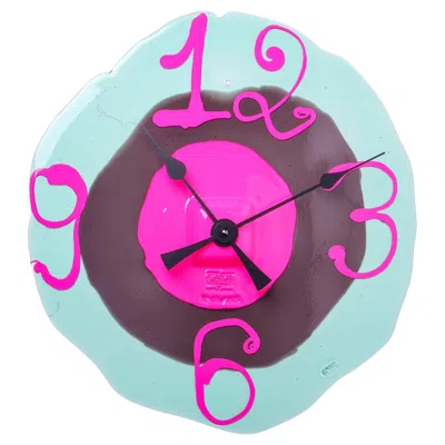 Pre-owned Gaetano Pesce Fish Design Watch Me Large Clock Clear Aqua, Fumè, Fluo Fuchsia By  In Pink