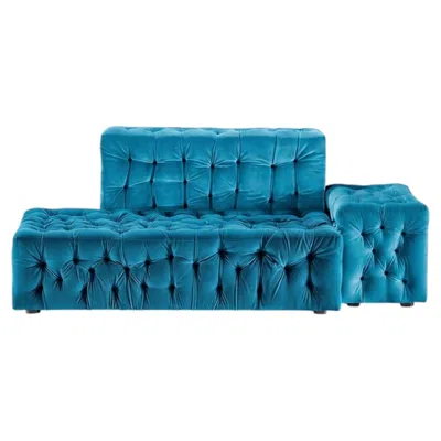 Pre-owned Gaetano Pesce For Meritalia "la Michetta" Luxury Modular Sofa In Cyan Velvet In Blue