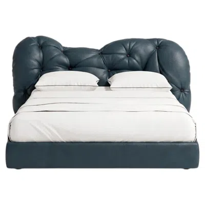 Pre-owned Gaetano Pesce For Meritalia "nubola Bed" Italian Fiord Leather Tufted Double Bed In Black