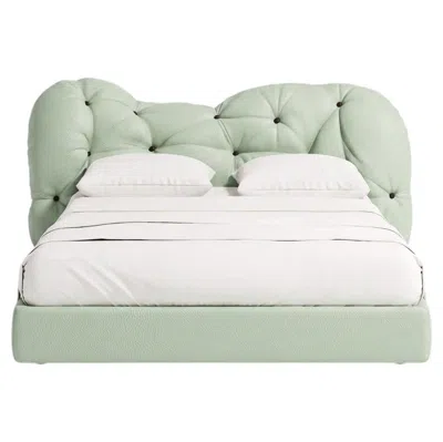 Pre-owned Gaetano Pesce For Meritalia "nubola Bed" Italian Grey Leather Tufted Double Bed In Gray