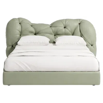 Pre-owned Gaetano Pesce For Meritalia "nubola Bed" Italian Sand Leather Tufted Double Bed In Brown