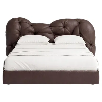 Pre-owned Gaetano Pesce For Meritalia "nubola Bed" Italian Wine Leather Tufted Double Bed In Black