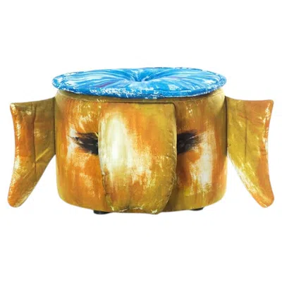 Pre-owned Gaetano Pesce Gli Amici "elefante" Printed Cotton Ottoman / Pouf For Meritalia In Brown