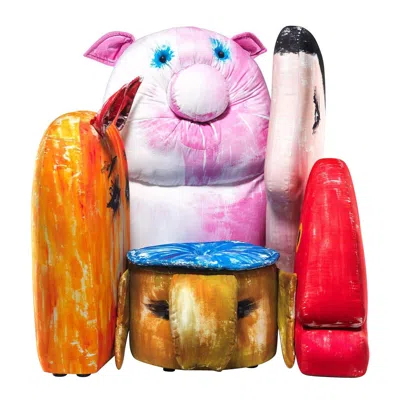 Pre-owned Gaetano Pesce Gli Amici Printed Cotton Fabled Armchair By  In Sand