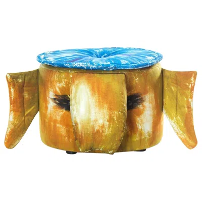 Pre-owned Gaetano Pesce Gli Amici Printed Cotton Pouf Elefante By  In Brown