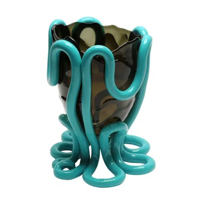 Pre-owned Gaetano Pesce Indian Summer Vase L Resin Grey Turquoise In Gray