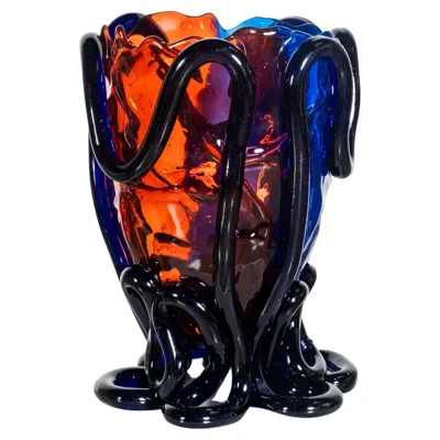 Pre-owned Gaetano Pesce Indian Summer Vase (large), Clear Blue, Dark Ruby And Black By
