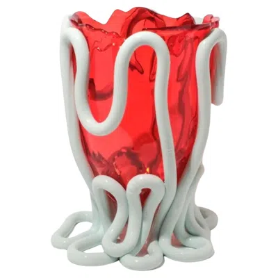 Pre-owned Gaetano Pesce Indian Summer Vase (large), Clear Red And Matte Aqua By