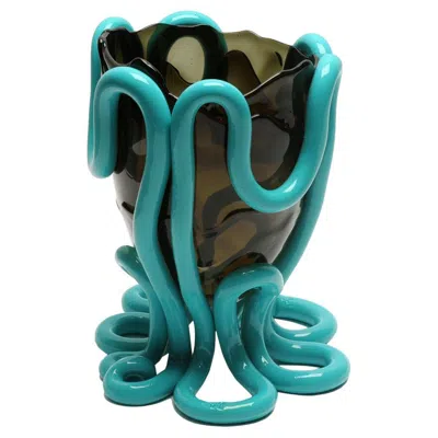 Pre-owned Gaetano Pesce Indian Summer Vase M Resin Grey Turquoise In Gray