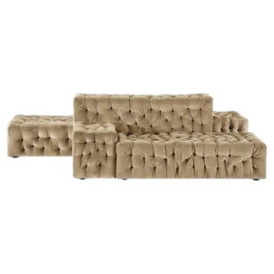 Pre-owned Gaetano Pesce Italian La Michetta Modular Sofa By  For Meritalia Velvet Hazelnut In Brown
