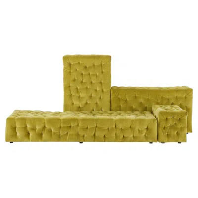 Pre-owned Gaetano Pesce Luxury La Michetta Modular Sofa By  For Meritalia - Velvet Lime In Brown