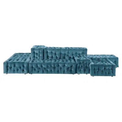Pre-owned Gaetano Pesce Luxury La Michetta Modular Sofa By  For Meritalia - Velvet Steel In Blue
