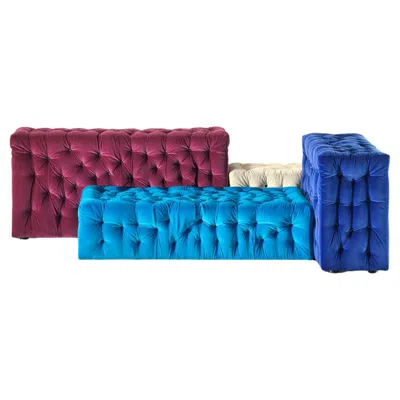 Pre-owned Gaetano Pesce Meritalia La Michetta Composition 3 Sofa In Velvet By  In Blue