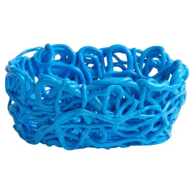 Pre-owned Gaetano Pesce Meritalia Senzafine Oval Basket Vase - Storage Basket By  - Blue