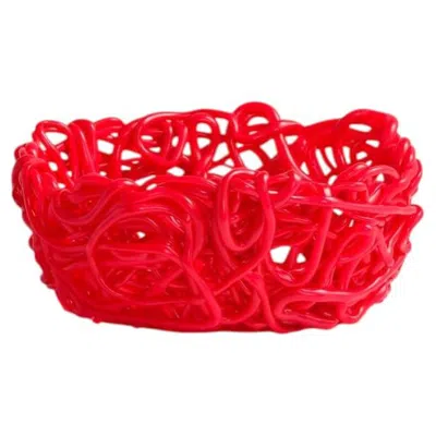 Pre-owned Gaetano Pesce Meritalia Senzafine Oval Basket Vase - Storage Basket By  - Red