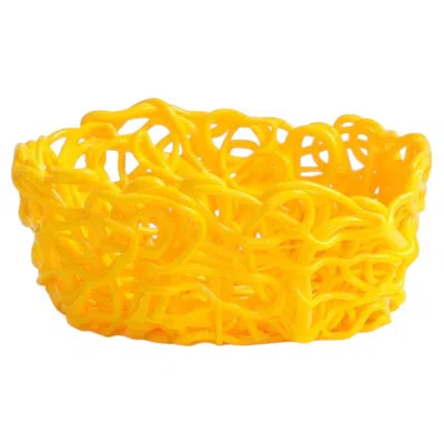Pre-owned Gaetano Pesce Meritalia Senzafine Oval Basket Vase - Storage Basket By  - Yellow